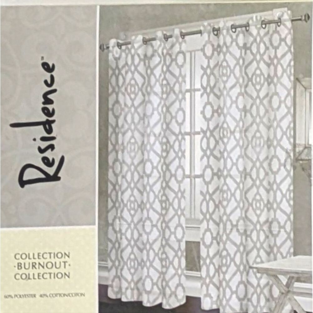 2 NEW Residence Burnout Geometric Remington Grommet Panel Curtains 54" x 84"
